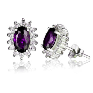 Kate Sterling Silver Purple Clear CZ Stud Earrings Womens Ginger Lyne - purple