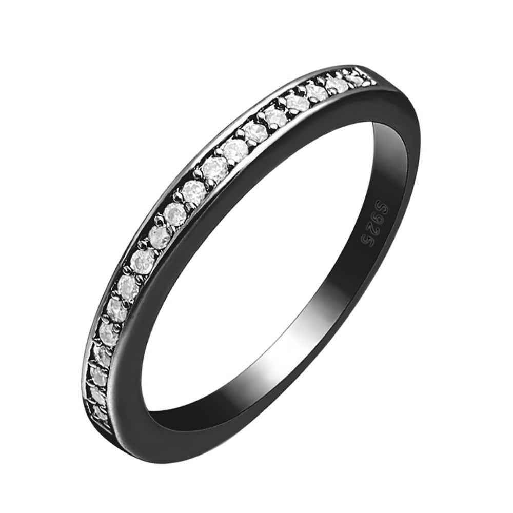 Victoria Anniversary Band Ring Black Sterling Silver Cz Womens Ginger Lyne - Black Clear,10