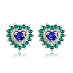 Load image into Gallery viewer, Heart Shape Blue Green Cz Stud Earrings Womens Ginger Lyne Collection - Blue
