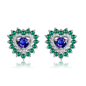 Heart Shape Blue Green Cz Stud Earrings Womens Ginger Lyne Collection - Blue