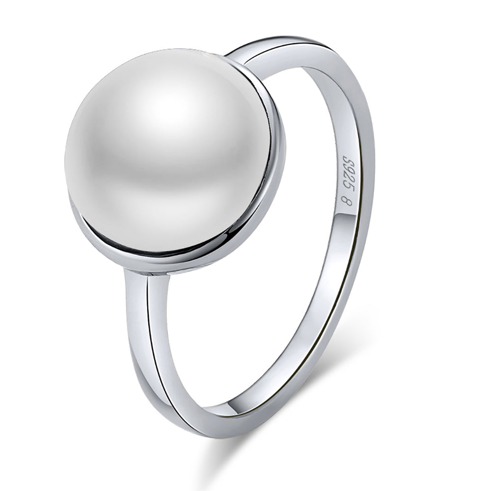 Sterling Silver Simulated Pearl Statement Ring Womens by Ginger Lyne - 6