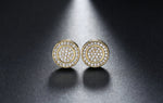 Load image into Gallery viewer, Round Stud 3D CZ Iced Out Gold Plated Earrings Womens Ginger Lyne - Gold
