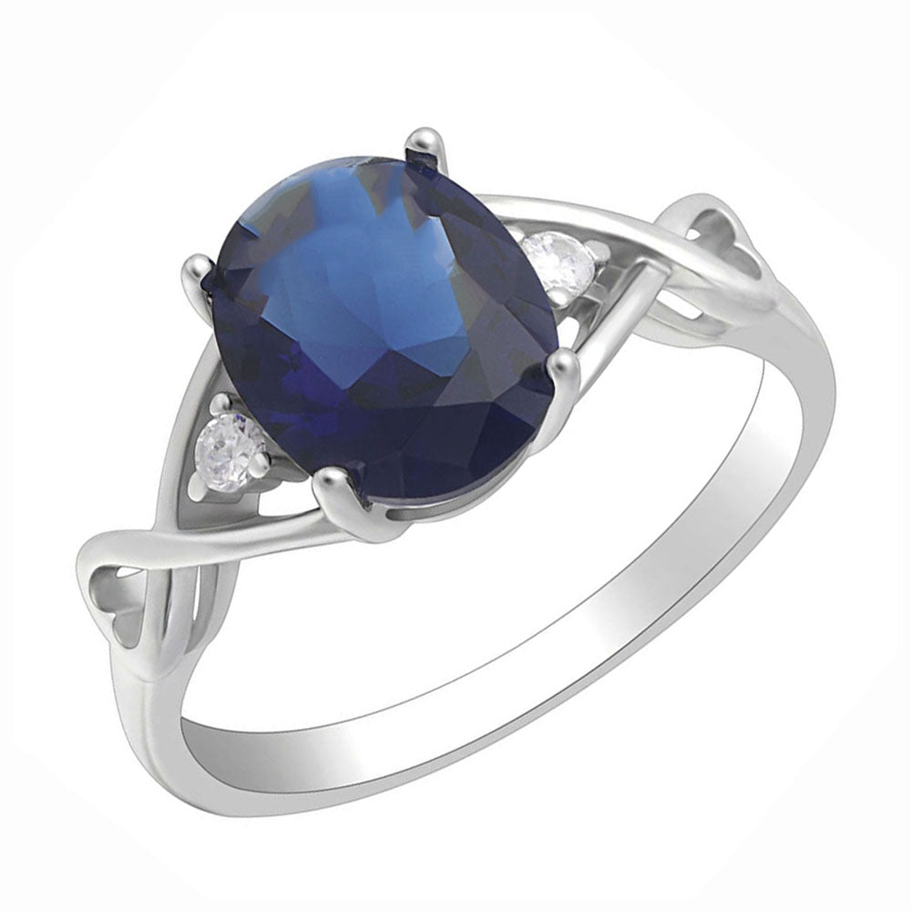 Engagement Birthstone Ring Sterling Silver Cubic Zirconia Womens Ginger Lyne - blue,6