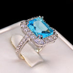Load image into Gallery viewer, Gina Statement Ring Created Blue Topaz 6Ct Women Ginger Lyne Collection - 7
