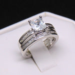 Load image into Gallery viewer, Kristie Bridal Set Princess Cut Cz Engagement Ring Womens Ginger Lyne Collection - 10
