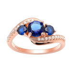 Load image into Gallery viewer, Brielle Rose Gold Sterling Silver Blue Cz Birthstone Ring Ginger Lyne - Blue,12

