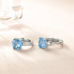 Load image into Gallery viewer, Hoop Earrings Created Blue Topaz Sterling Silver Cz Womens Ginger Lyne - Blue
