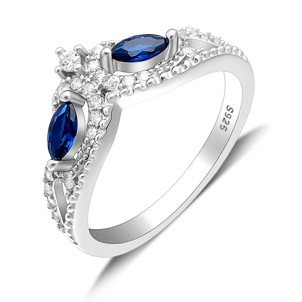 Ansley Anniversary Ring Sterling Silver Blue Cubic Zirconia Ginger Lyne - 5