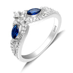 Load image into Gallery viewer, Ansley Anniversary Ring Sterling Silver Blue Cubic Zirconia Ginger Lyne - 5
