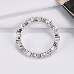 Scallop Eternity Wedding Band Ring Sterling Silver Cz Womens Ginger Lyne - 6