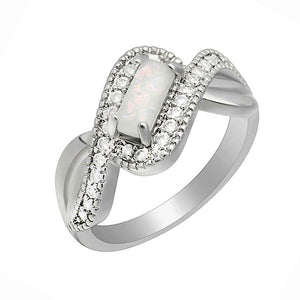 Rio Statement Ring Cz Fire Opal White Gold Plated Womens Ginger Lyne - 12
