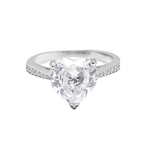 Lacie Heart Engagement Ring Sterling Silver Clear Cz Women Ginger Lyne - 8