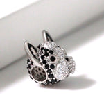 Load image into Gallery viewer, Boston Terrier Frenchie Dog Charm European Bead CZ Sterling Silver Ginger Lyne - Brown

