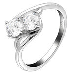 Load image into Gallery viewer, Giulia Engagement Ring Sterling Silver Cz 2 Stone Womens Ginger Lyne - 5
