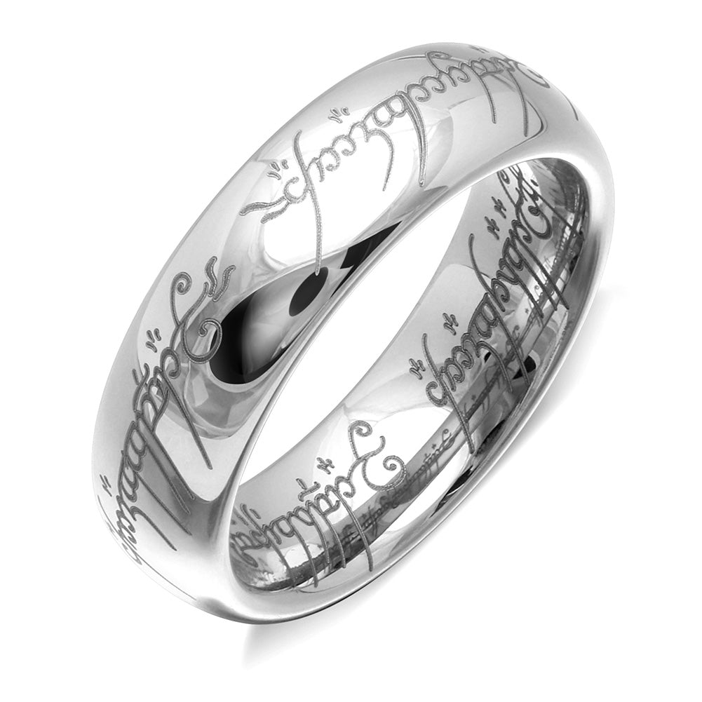 One Ring of Power Wedding Band Stainless Steel Mens Womens Ginger Lyne - Silver,7