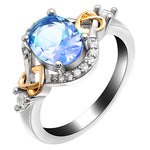 Load image into Gallery viewer, Ivette Birthstone Statement Ring Blue Two Tone Plate Women Ginger Lyne - Blue,6
