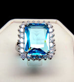 Load image into Gallery viewer, Maribeth Statement Ring Created Blue Topaz Clear Cz Womens Ginger Lyne - 10
