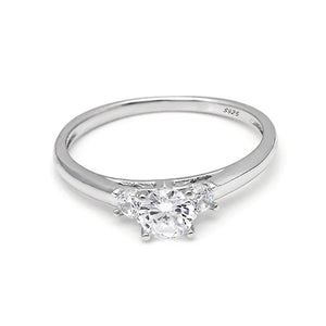 Nina Engagement Ring Womens Sterling Silver 3 Stone Cz Ginger Lyne - 10