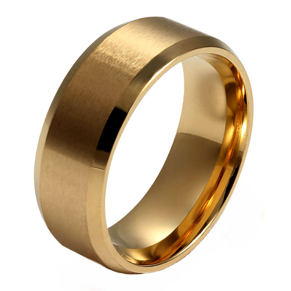 8mm Wedding Band Ring Womens Mens Gold Stainless Steel Ginger Lyne - Gold,8