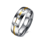 Load image into Gallery viewer, Thomas Wedding Ring Band Gold Stainless Steel Men Women CZ Ginger Lyne - 7
