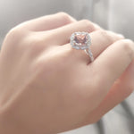Load image into Gallery viewer, Created Pink Morganite Engagement Ring Sterling Silver Womens Ginger Lyne - 6
