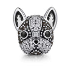Load image into Gallery viewer, Boston Terrier Frenchie Dog Charm European Bead CZ Sterling Silver Ginger Lyne - Black
