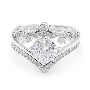Lyona Bridal Set Womens Cz Sterling Silver Engagement Ring Ginger Lyne - 7