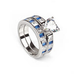 Load image into Gallery viewer, Kaeli Bridal Set Engagement Ring Wedding Band Blue Womens Ginger Lyne - 9
