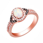 Load image into Gallery viewer, Chocolate Rose Gold Plated White Fire Opal Engagement Ring Women Ginger Lyne - 10
