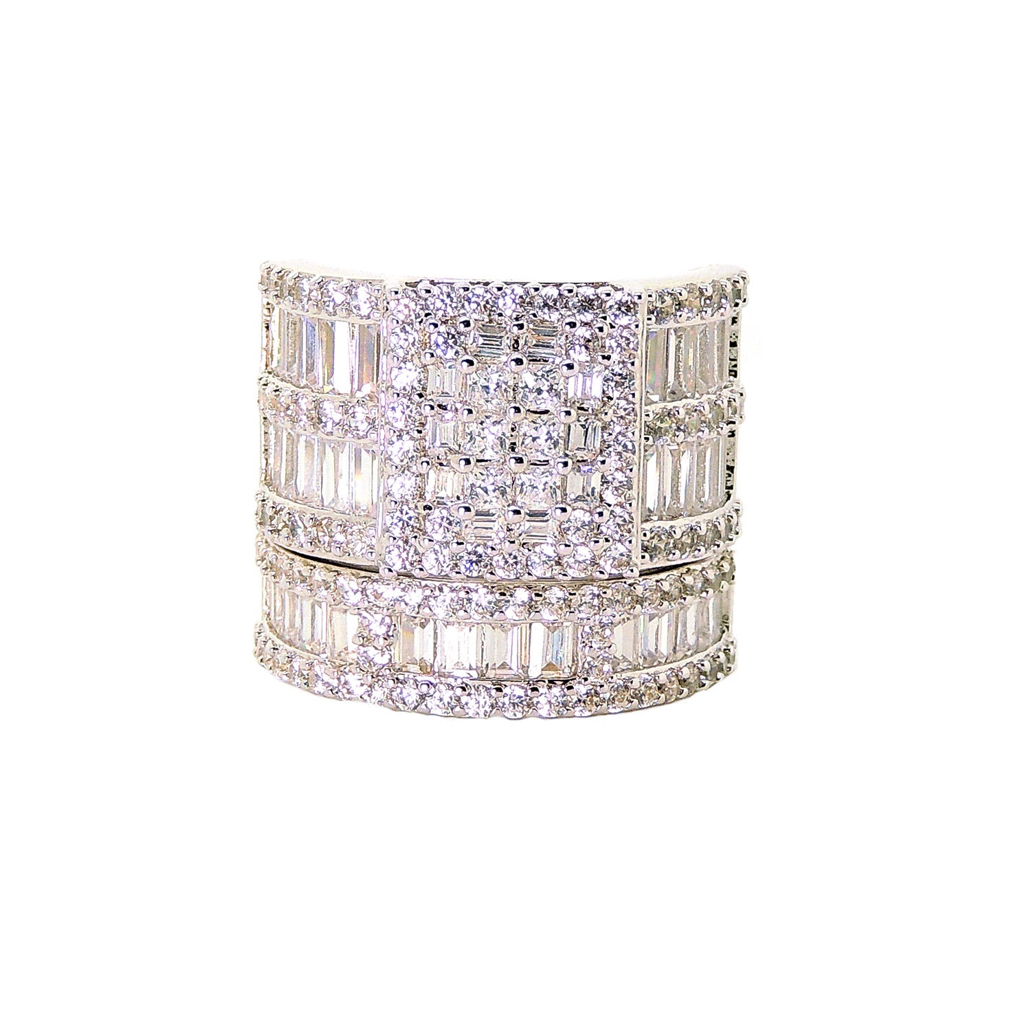 Camilla Bridal Set Womens Sterling Silver CZ Engagement Ring Ginger Lyne - 6