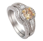 Load image into Gallery viewer, Sasha Bridal Set Champagne Cz Engagement Ring Band Womens Ginger Lyne - 11

