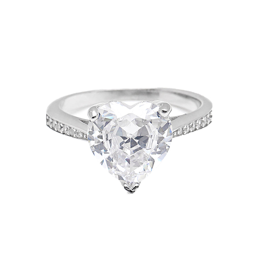 Lacie Heart Engagement Ring Sterling Silver Clear Cz Women Ginger Lyne - 6