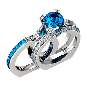 Skylar Bridal Set Band Inserts Engagement Ring Cz Womens Ginger Lyne - Blue/Blue,5