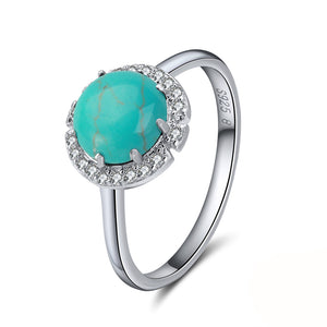 Round Turquoise Statement Ring Sterling Silver Cz Womens Ginger Lyne - Turquoise,6