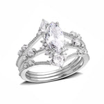 Load image into Gallery viewer, Christabella Marquise Bridal Ring Set Sterling Silver Women Ginger Lyne - 8
