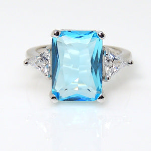 Myriam Statement Ring Created Emerald Blue Topaz Womens Ginger Lyne - 10