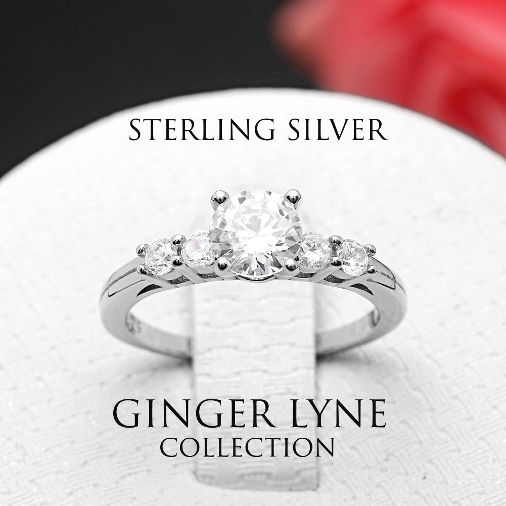 Le Sha Engagement Ring Sterling Silver 3 Stone Cz Womens Ginger Lyne - 10