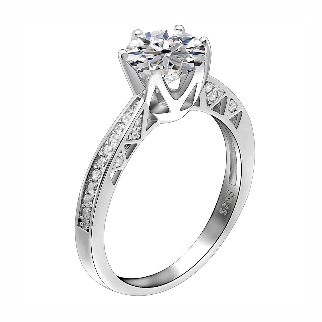 Petra Engagement Ring Solitaire Cz Sterling Silver Womens Ginger Lyne Collection - 8