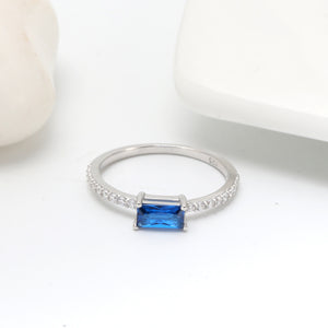 Emerald Cut Blue Cz Engagement Ring Sterling Silver Women Ginger Lyne - 6
