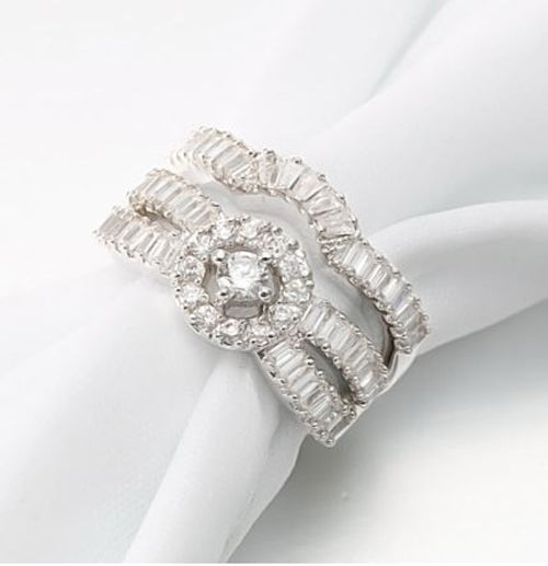 Angelina Bridal Set Cubic Zirconia Engagement Ring Band Womens Ginger Lyne - 10
