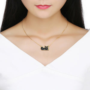 Black Cat Earrings Necklace or Set Gold Sterling Silver Girls Ginger Lyne - Set