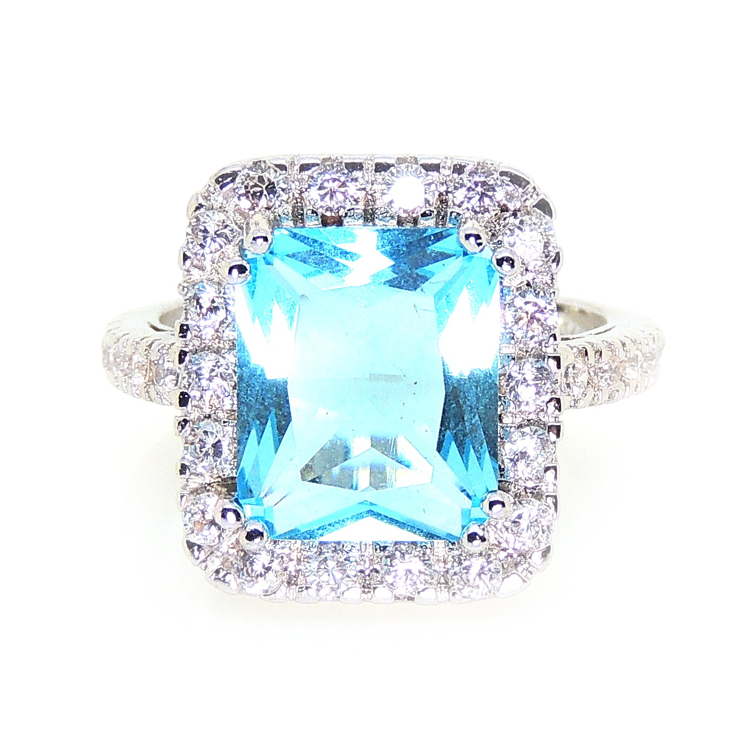 Gina Statement Ring Created Blue Topaz 6Ct Women Ginger Lyne Collection - 8