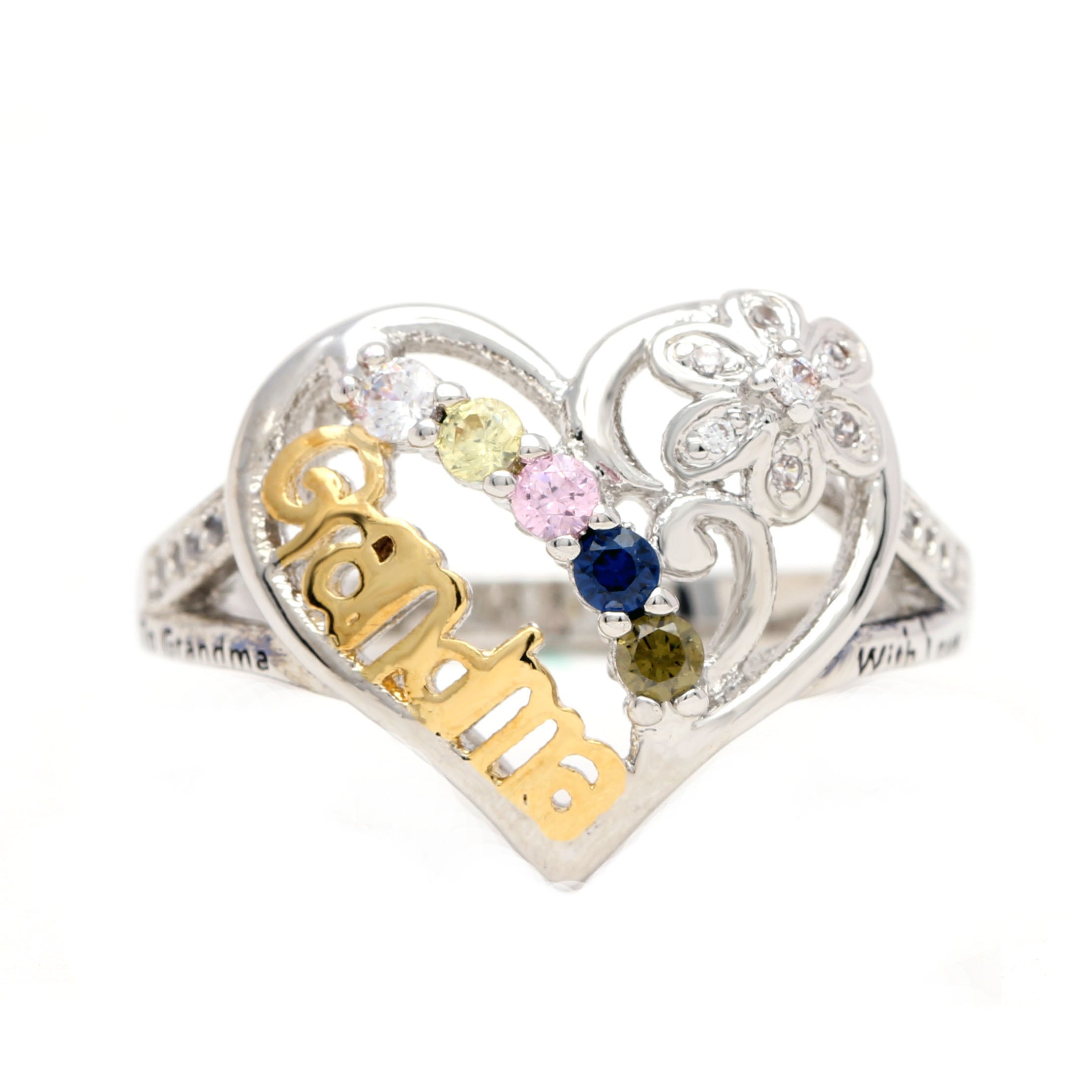 Heart Ring Inscribed To Grandma With Love Plated Cz Womens Ginger Lyne - 10