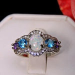 Load image into Gallery viewer, Riley Statement Ring White Fire Opal Purple Blue Cz Womens Ginger Lyne Collection - 11

