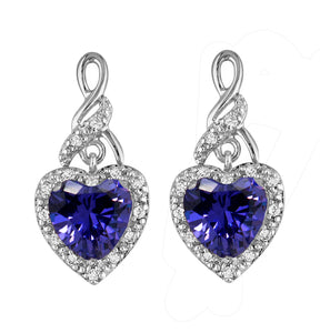 Heart Shape Purple Cz Drop Stud Earrings Womens Ginger Lyne Collection - Blue
