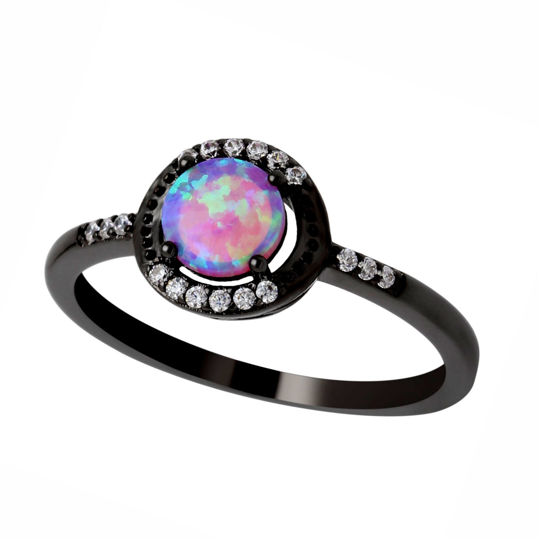 Brynn Statement Ring Black Plated Simulated Fire Opal Cz Ginger Lyne Collection - 9