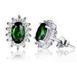 Load image into Gallery viewer, Kate Sterling Silver Green Clear CZ Stud Earrings Womens Ginger Lyne - green

