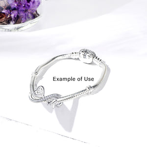 Infinity Heartbeat Charm European Bead Sterling Silver Clear CZ Ginger Lyne - Rose