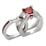Load image into Gallery viewer, Skylar Bridal Set Band Inserts Engagement Ring Cz Womens Ginger Lyne - Red/Red,7
