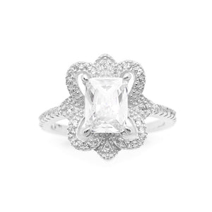 Kelsey Engagement Ring Sterling Silver Emerald Cz Womens Ginger Lyne - White Gold,10